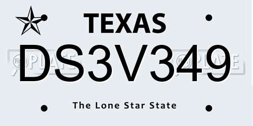 DS3V349 Texas License Plate