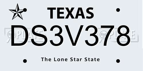 DS3V378 Texas License Plate