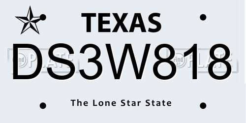 DS3W818 Texas License Plate