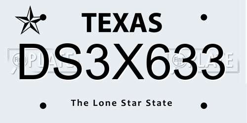 DS3X633 Texas License Plate