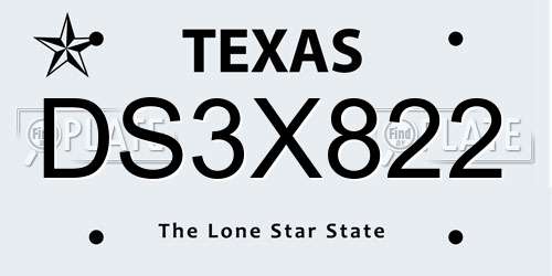 DS3X822 Texas License Plate