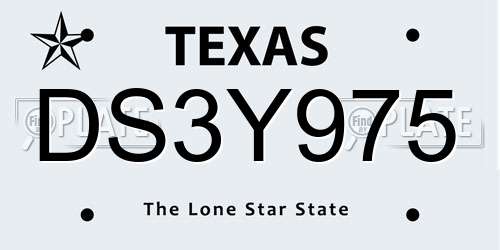 DS3Y975 Texas License Plate