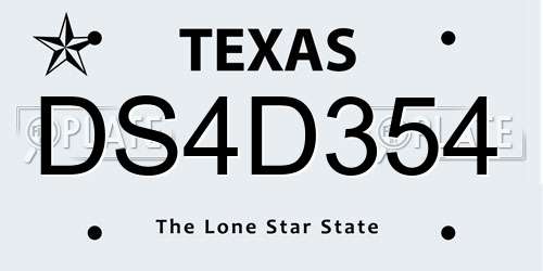 DS4D354 Texas License Plate