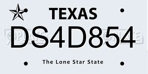 DS4D854 Texas License Plate