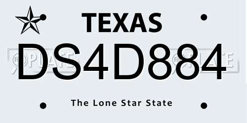 DS4D884 Texas License Plate