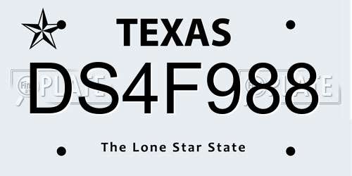 DS4F988 Texas License Plate
