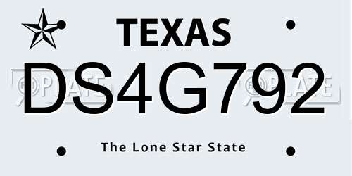 DS4G792 Texas License Plate