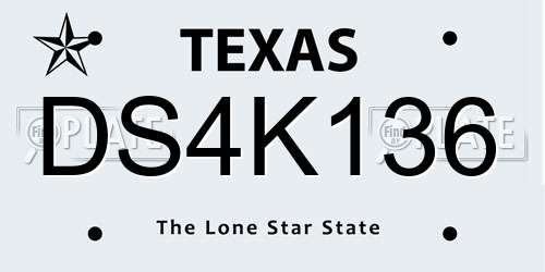 DS4K136 Texas License Plate