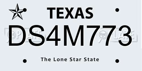 DS4M773 Texas License Plate