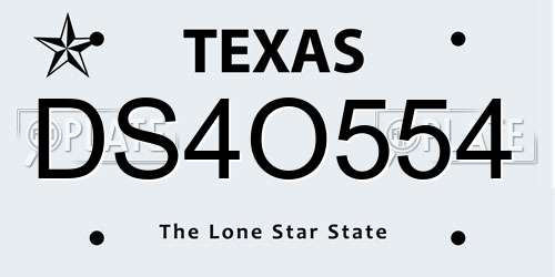 DS4O554 Texas License Plate
