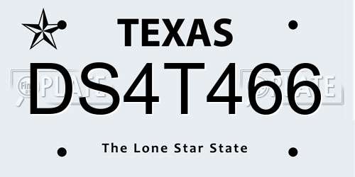 DS4T466 Texas License Plate