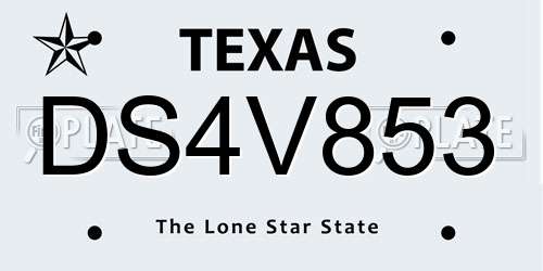 DS4V853 Texas License Plate