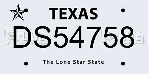 DS54758 Texas License Plate