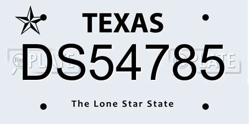 DS54785 Texas License Plate