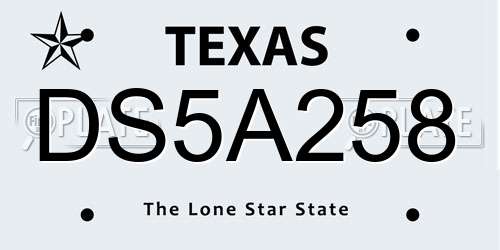 DS5A258 Texas License Plate