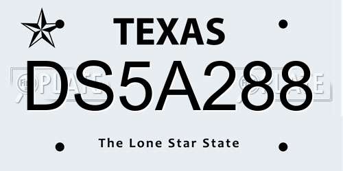 DS5A288 Texas License Plate
