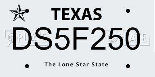 DS5F250 Texas License Plate