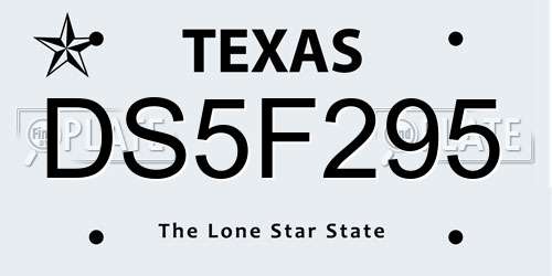 DS5F295 Texas License Plate