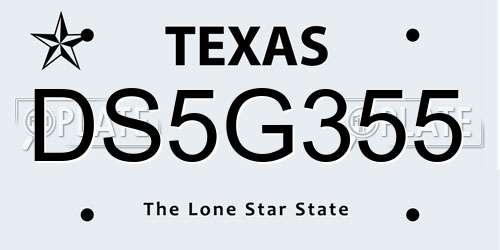 DS5G355 Texas License Plate