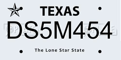 DS5M454 Texas License Plate