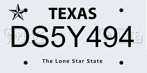 DS5Y494 Texas License Plate