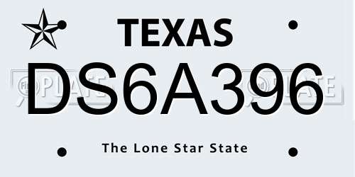 DS6A396 Texas License Plate
