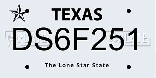 DS6F251 Texas License Plate