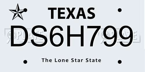 DS6H799 Texas License Plate