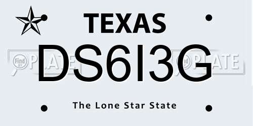 DS6I3G Texas License Plate