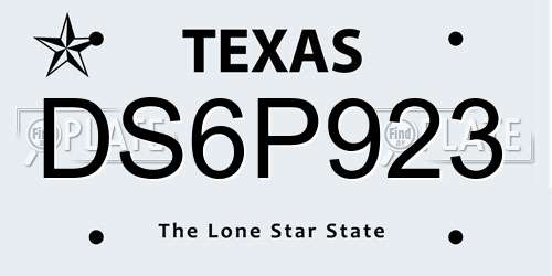 DS6P923 Texas License Plate