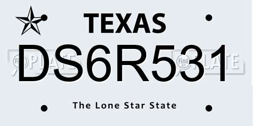 DS6R531 Texas License Plate