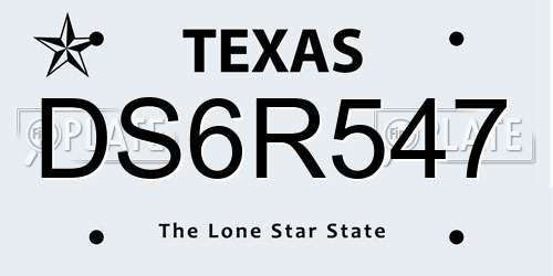 DS6R547 Texas License Plate