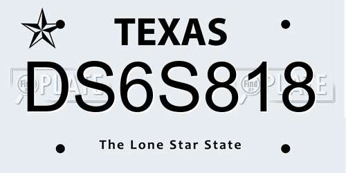 DS6S818 Texas License Plate