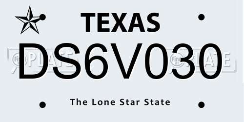 DS6V030 Texas License Plate