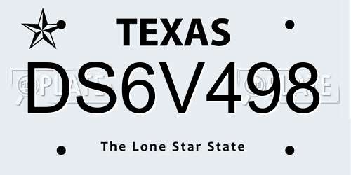 DS6V498 Texas License Plate