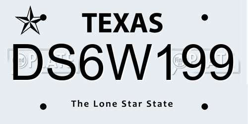 DS6W199 Texas License Plate