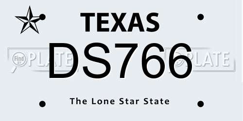 DS766 Texas License Plate