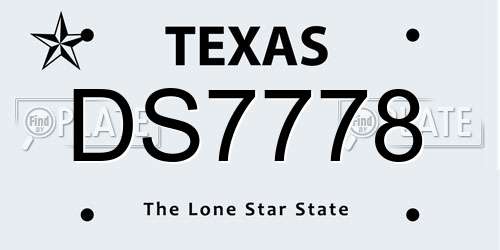 DS7778 Texas License Plate