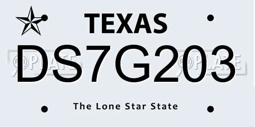 DS7G203 Texas License Plate