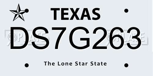 DS7G263 Texas License Plate
