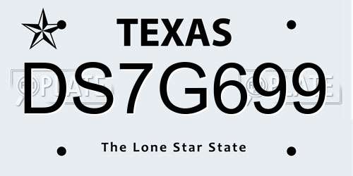 DS7G699 Texas License Plate