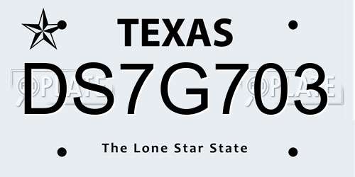 DS7G703 Texas License Plate