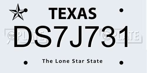 DS7J731 Texas License Plate