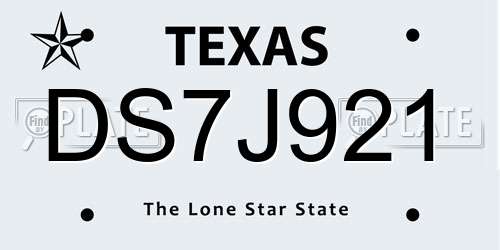 DS7J921 Texas License Plate