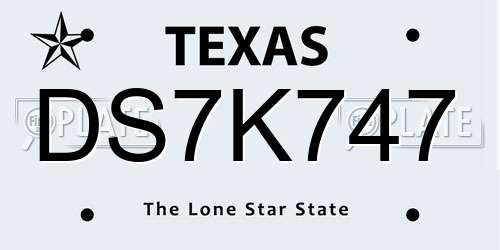 DS7K747 Texas License Plate