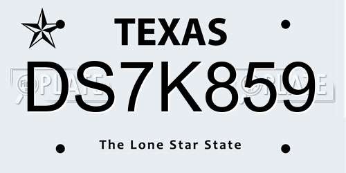 DS7K859 Texas License Plate