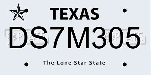 DS7M305 Texas License Plate