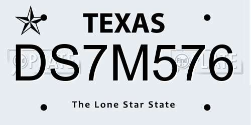 DS7M576 Texas License Plate