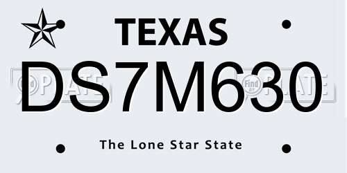 DS7M630 Texas License Plate