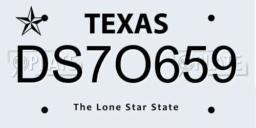 DS7O659 Texas License Plate